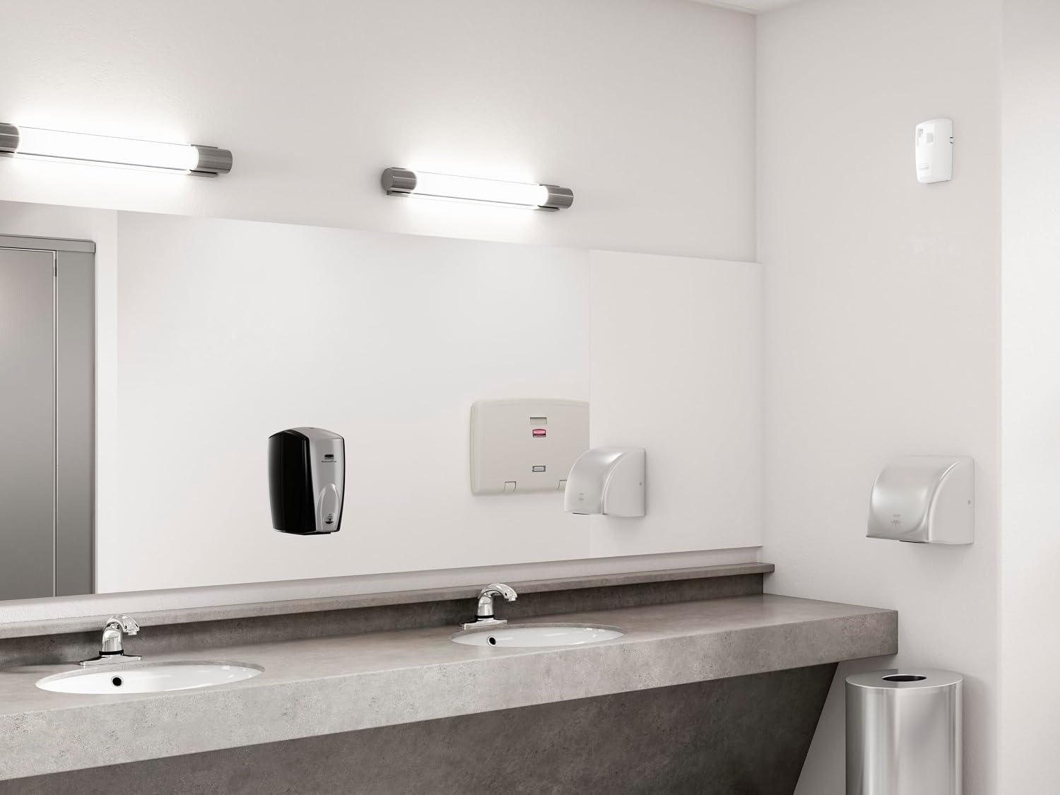 image:imageRubbermaid Commercial Products AutoFoam LumeCel Hand Soap amp Sanitizer Dispenser BlackChrome Battery Free Powered by Indoor Light Touchless Wall Mount for Restrooms in OfficesHotelsChrome