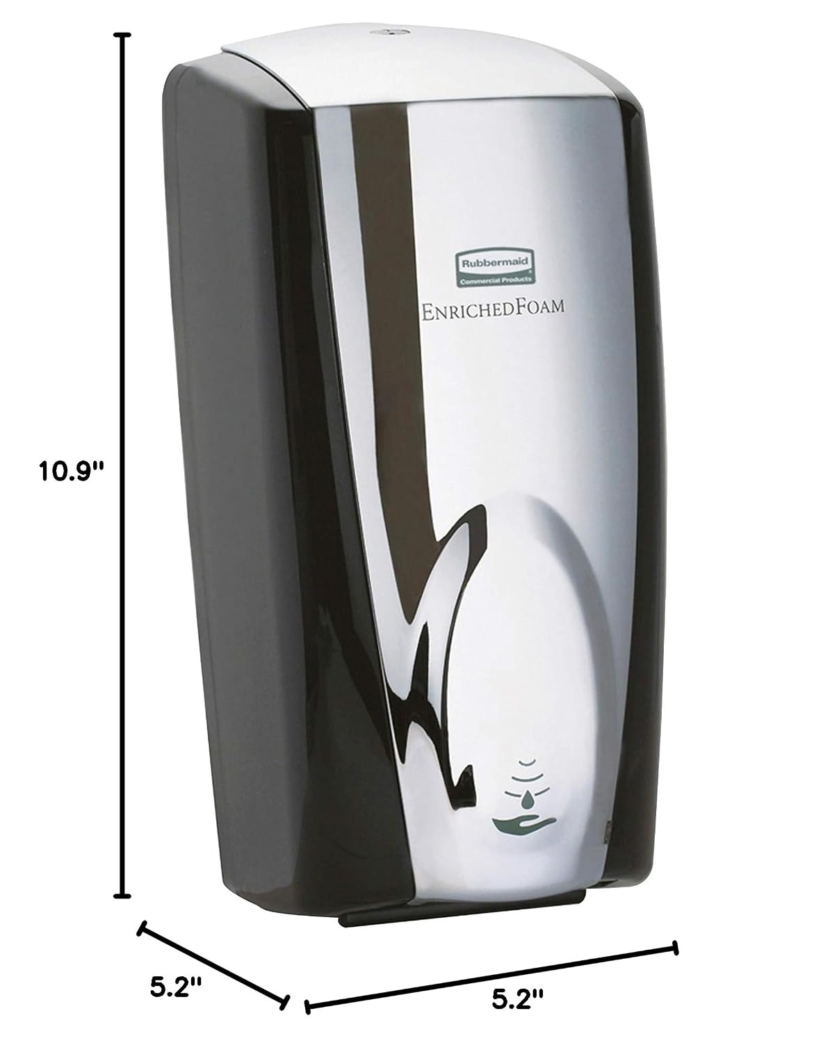 image:imageRubbermaid Commercial Products AutoFoam LumeCel Hand Soap amp Sanitizer Dispenser BlackChrome Battery Free Powered by Indoor Light Touchless Wall Mount for Restrooms in OfficesHotelsChrome