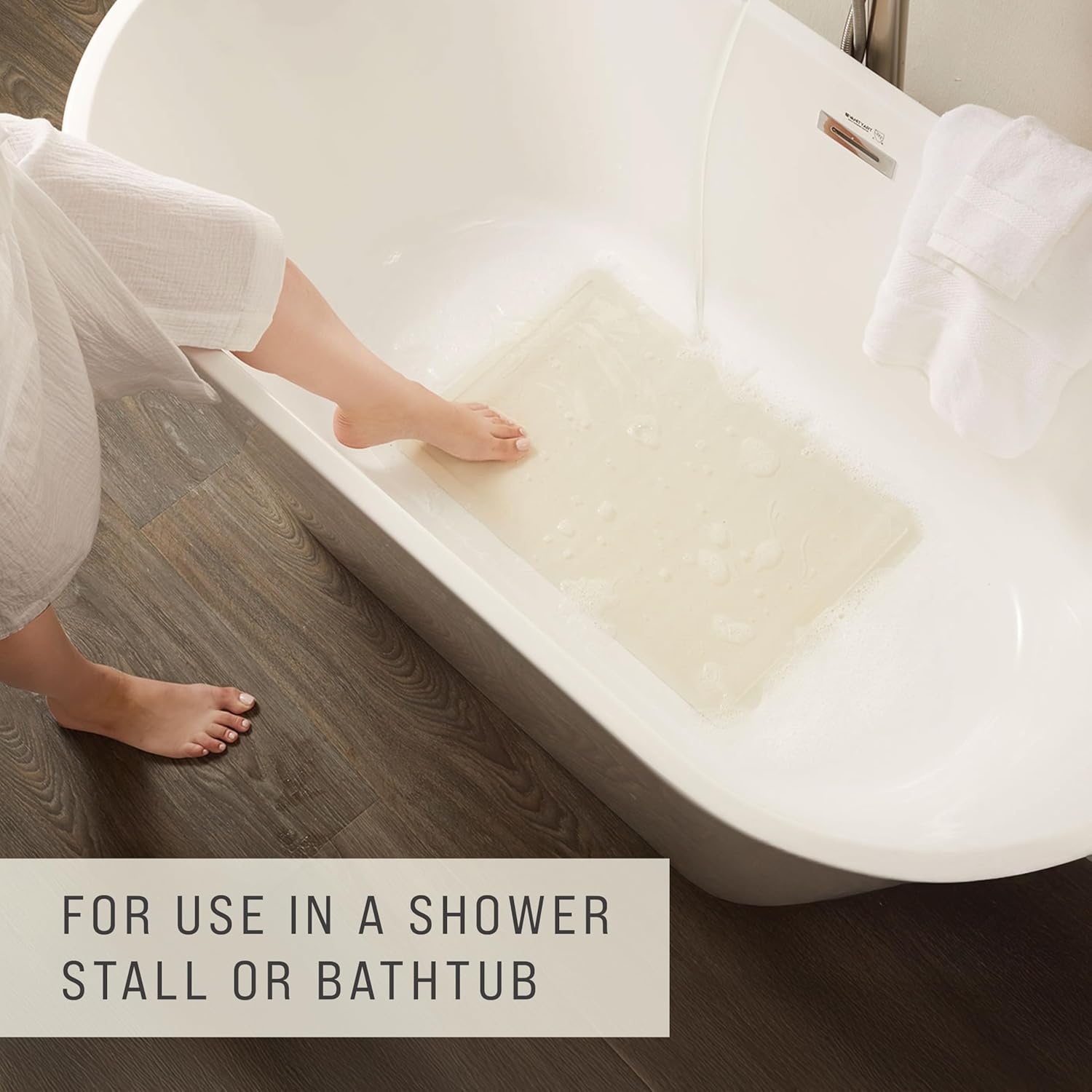 image:imageRubbermaid Commercial Products SaftiGrip Bath Mat Medium White SuctionBacked NonSlip for CommercialResidential Use for Shower StallBathtubBathroomMedium
