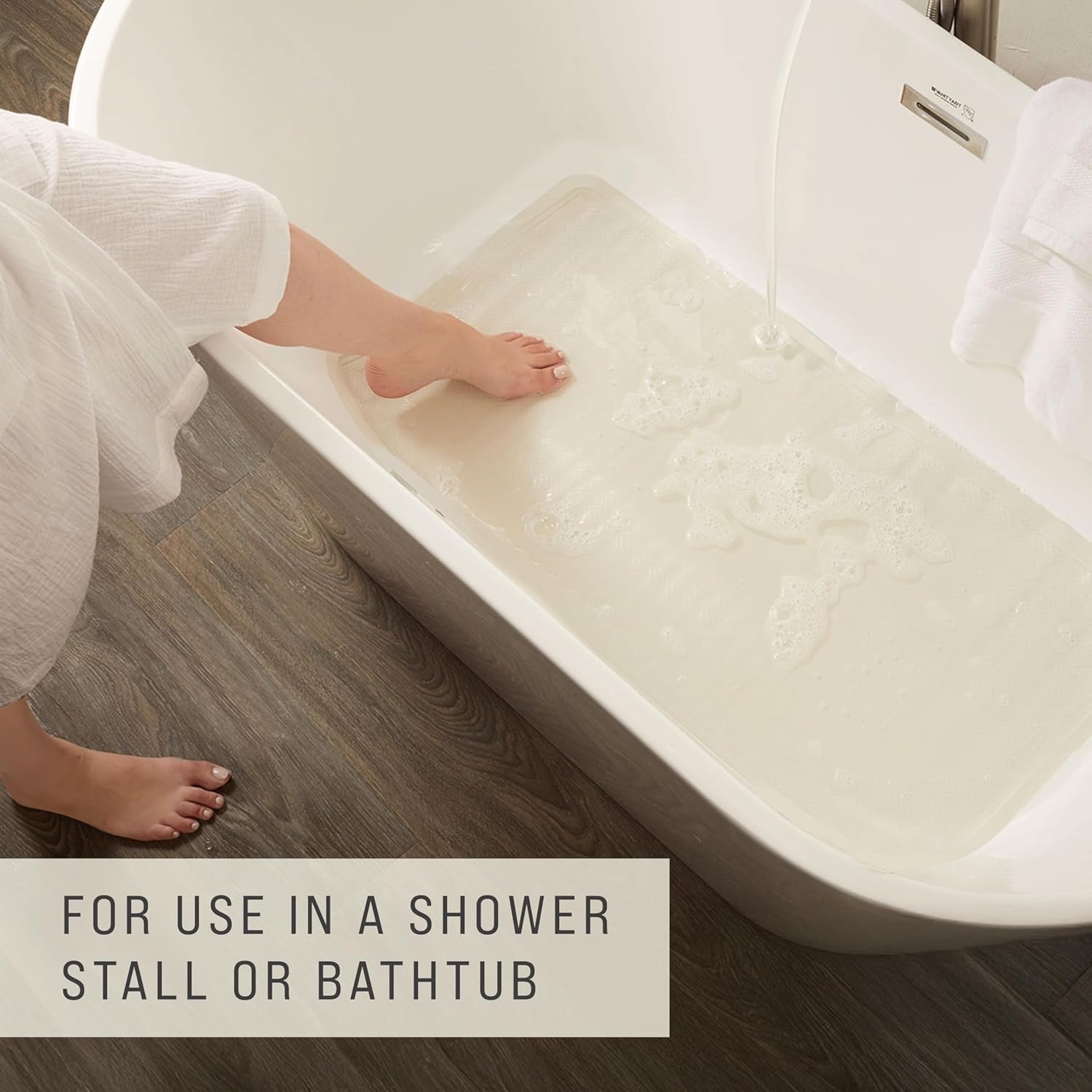 image:imageRubbermaid Commercial Products SaftiGrip Bath Mat Medium White SuctionBacked NonSlip for CommercialResidential Use for Shower StallBathtubBathroomXLarge